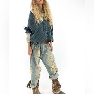 MAGNOLIA PEARL Calico Miner Distressed Denim Trousers
